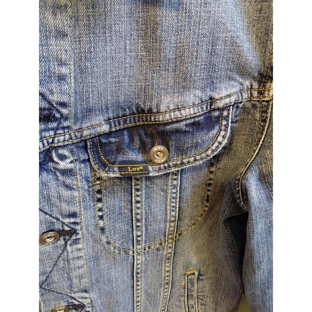Lee Denim Jacket Blue Jean Button Front Classic Fit Women Size M - Picture 3 of 8
